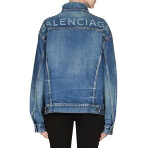 Balenciaga Oversized Logo Denim Jacket – Blue – Authentic
